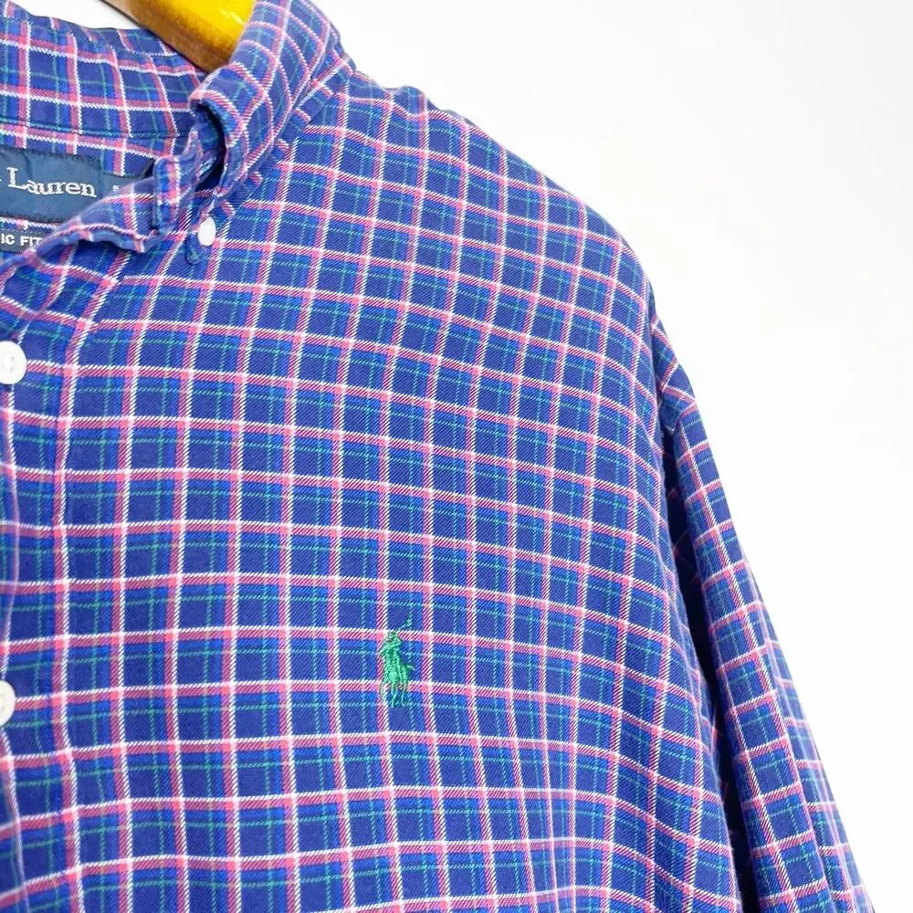 Polo Ralph Lauren Size XL Plaid Button Down Shirt Cotton Long Sleeve Classic Fit
